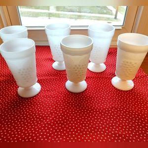 Milk Glass Goblets. Vintage. Set of 6. Grapevine Pattern.